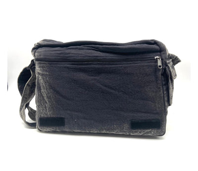 Koshi Black Stone-Washed Embroidered Laptop Messenger Bag