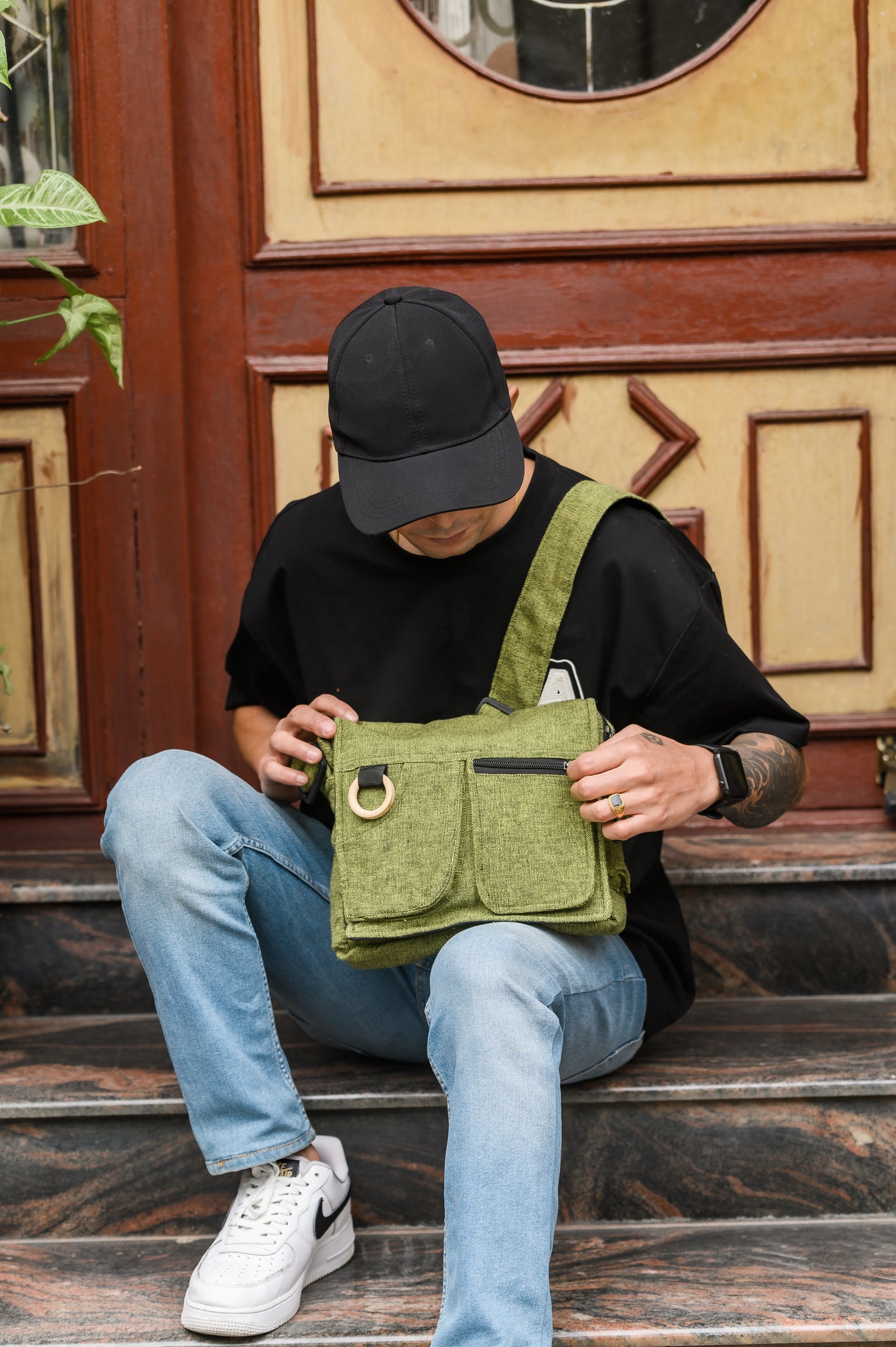 Lukla Stone-Washed Messenger Bag