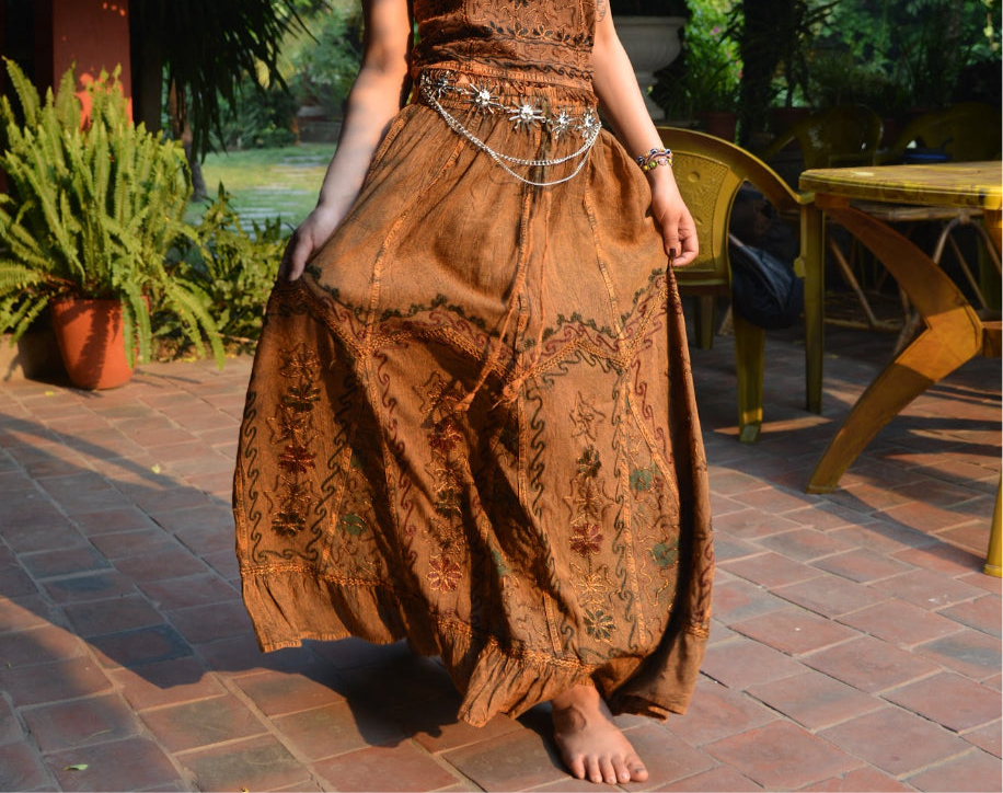 Pari Vintage Vibe Brown Skirt