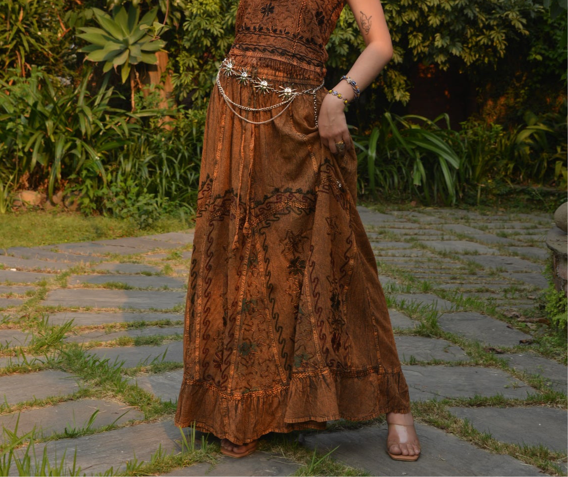 Pari Vintage Vibe Brown Skirt