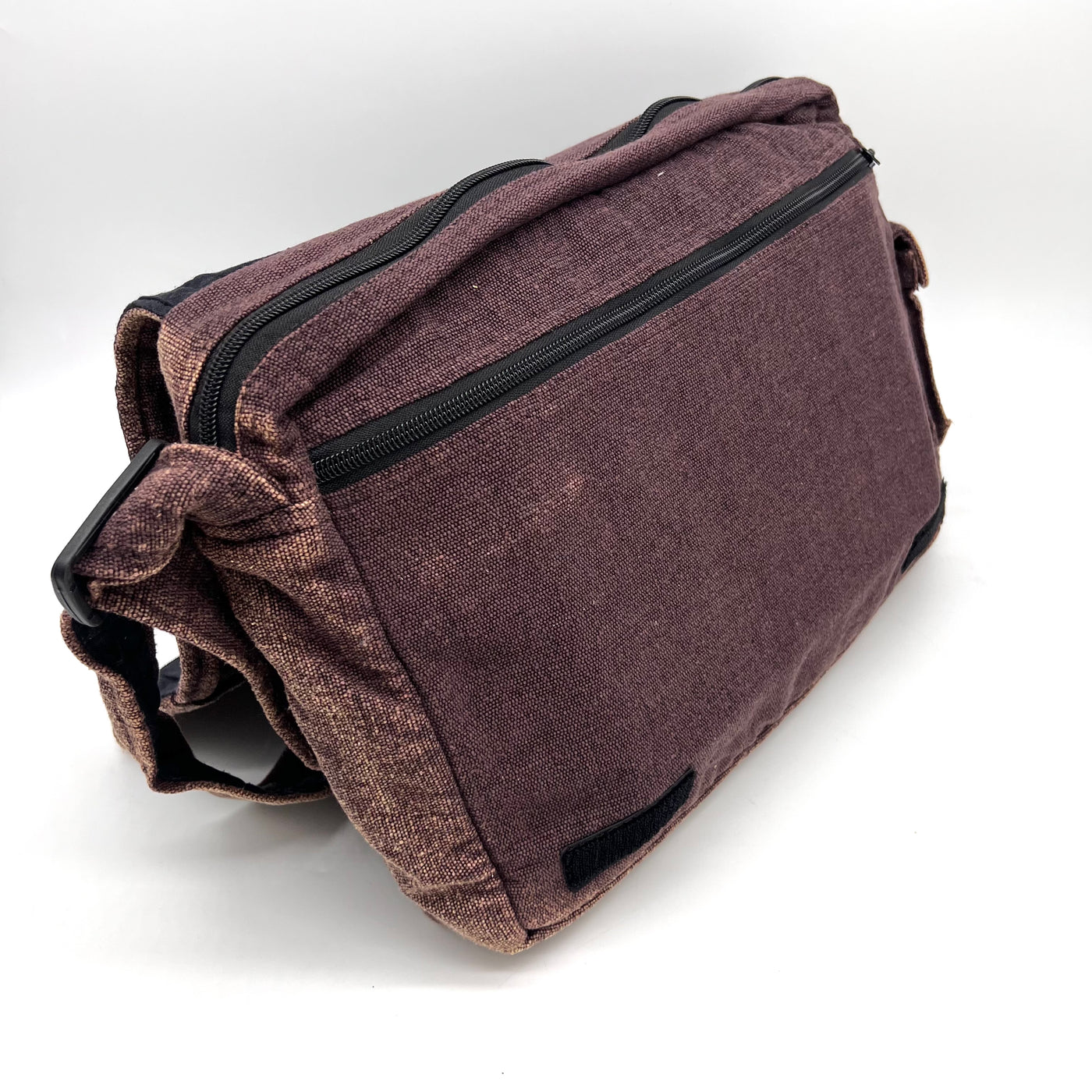 Koshi Brown Stone-Washed Celestial Embroidered Laptop Messenger Bag