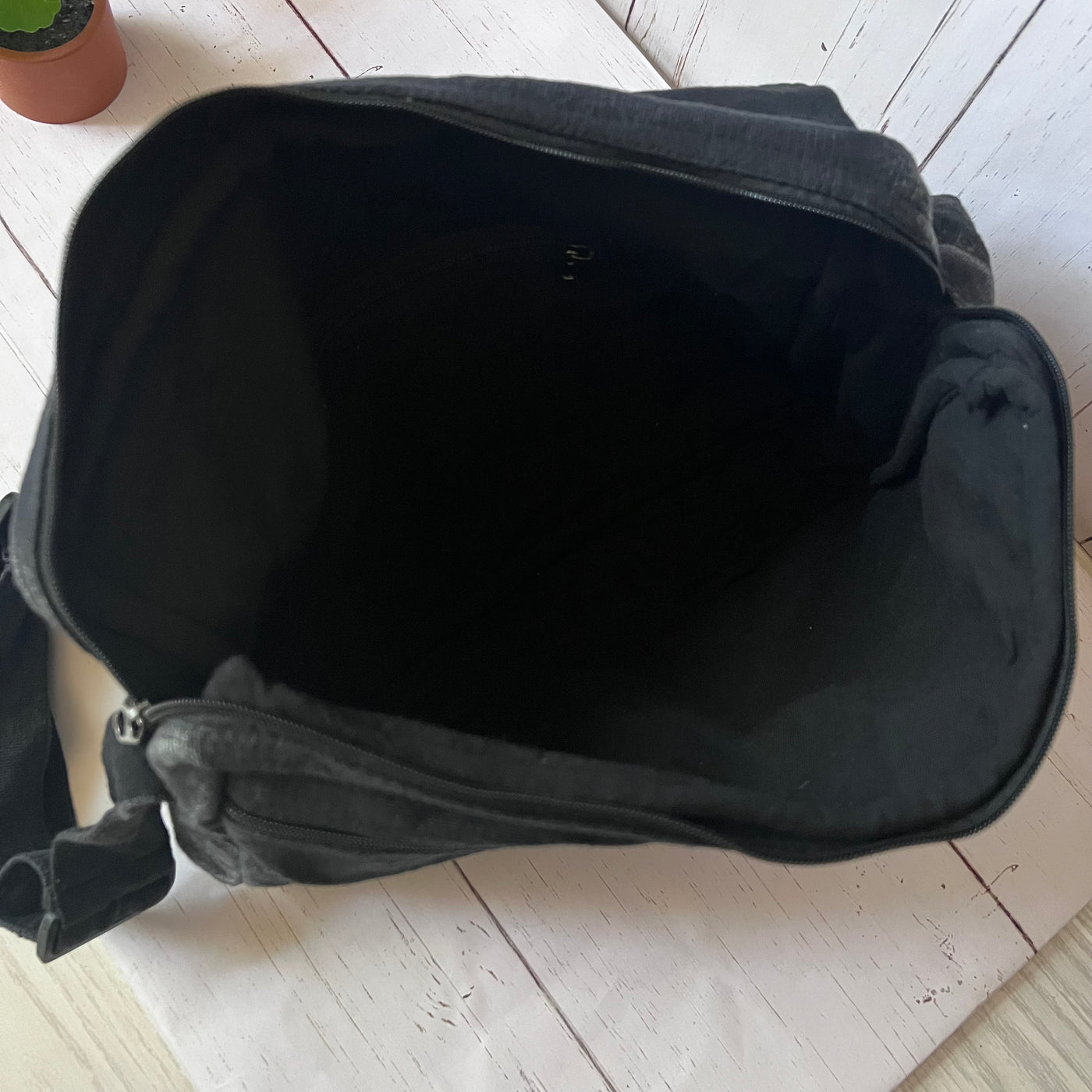 Koshi Black Stone-Washed Embroidered Laptop Messenger Bag