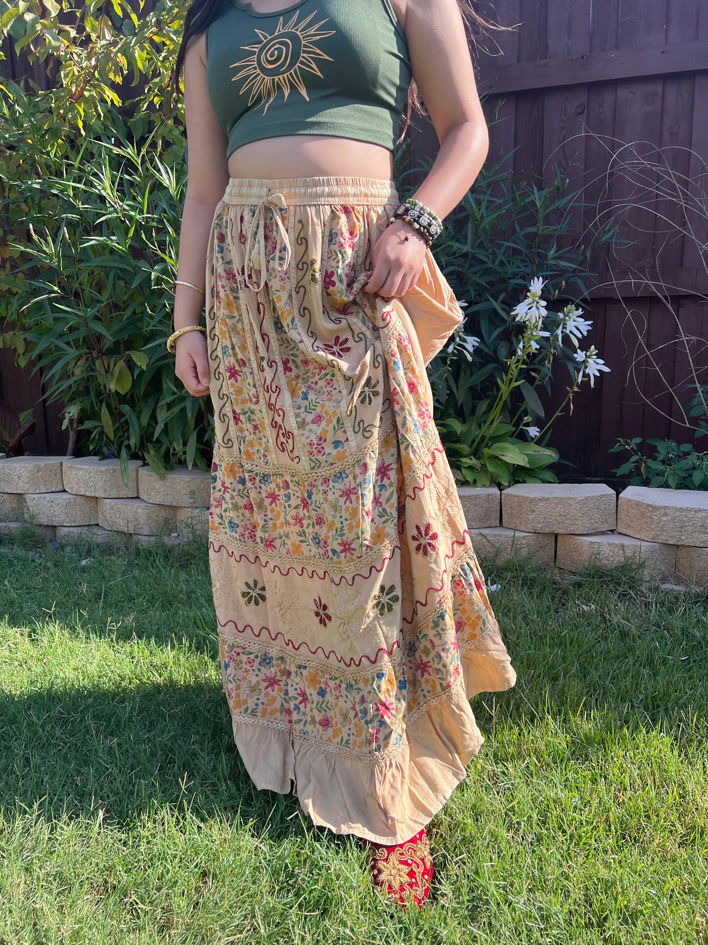 Pari Vintage Vibe Floral Maxi Skirt