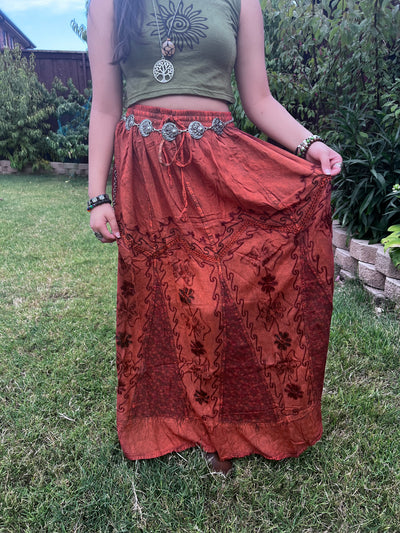 Pari Vintage Vibe Rustic Embroidery Maxi Skirt