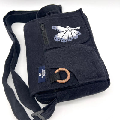 Lukla Black Embroidered Messenger Bag