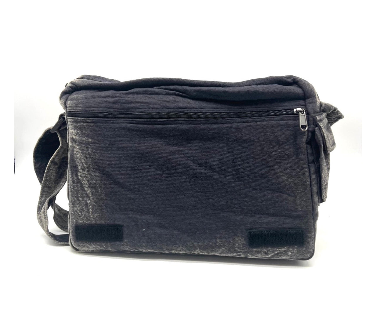 Koshi Black Stone-Washed Embroidered Laptop Messenger Bag
