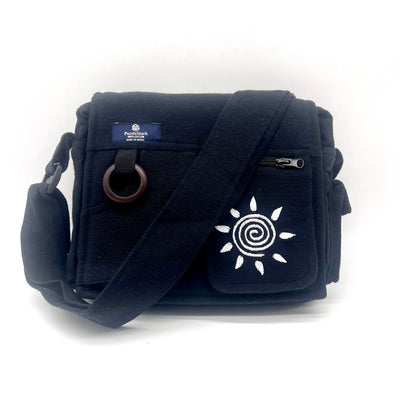 Lukla Black Embroidered Messenger Bag