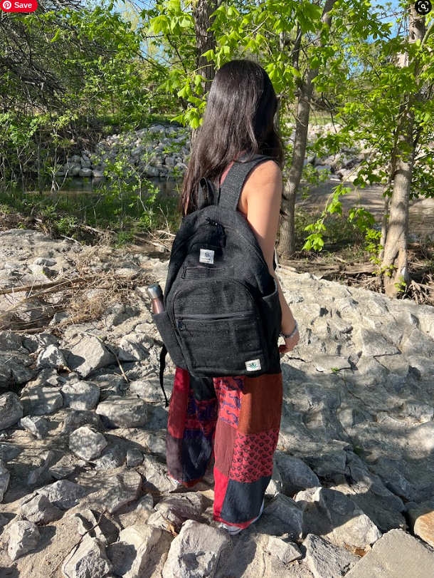 Kailash Himalayan Pure Hemp Black Backpack Kailash Pure Himalayan Hemp Backpack, Eco-friendly Large  main image 4