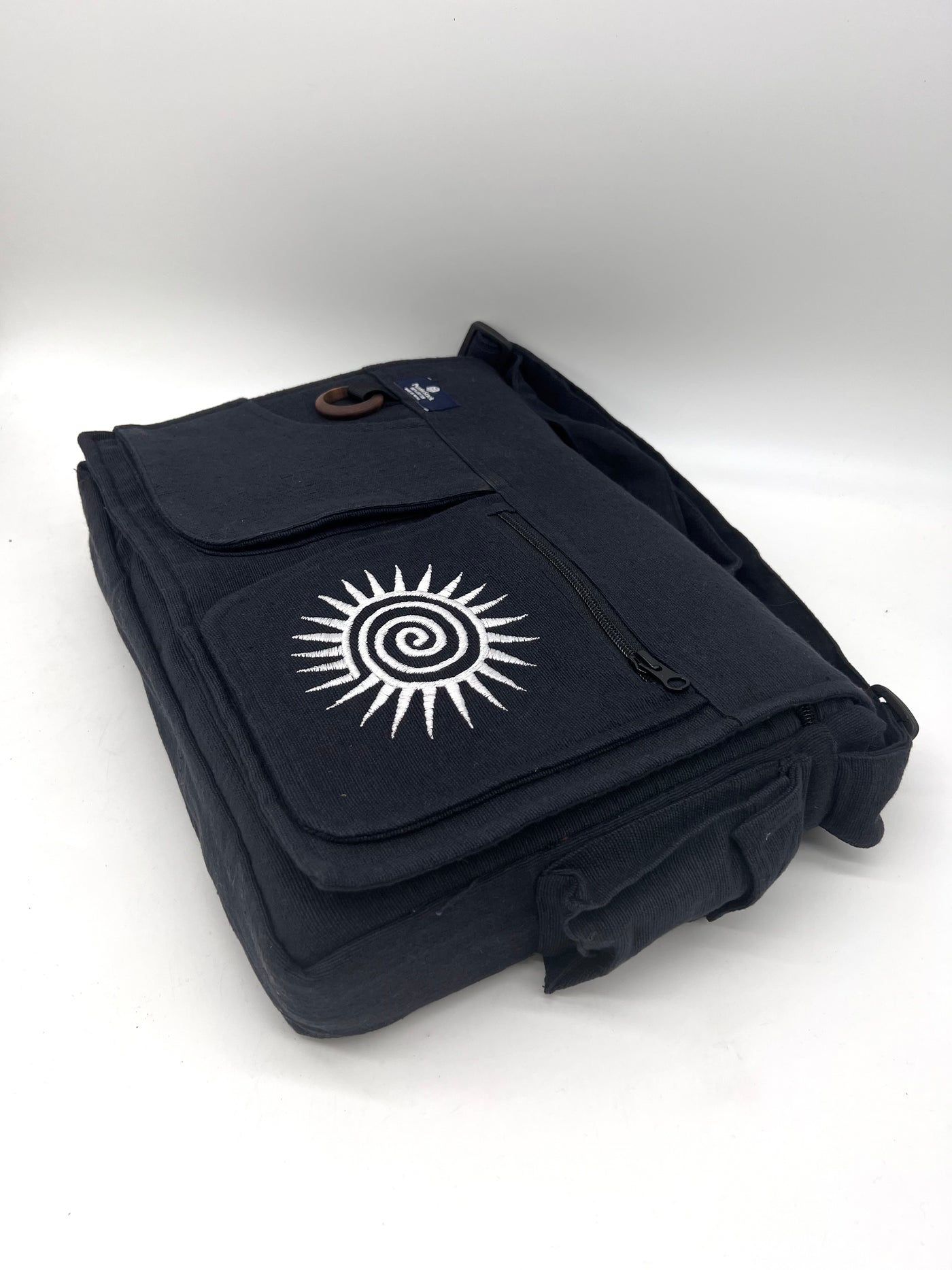 Koshi Black Swirl Embroidered Laptop Messenger Bag