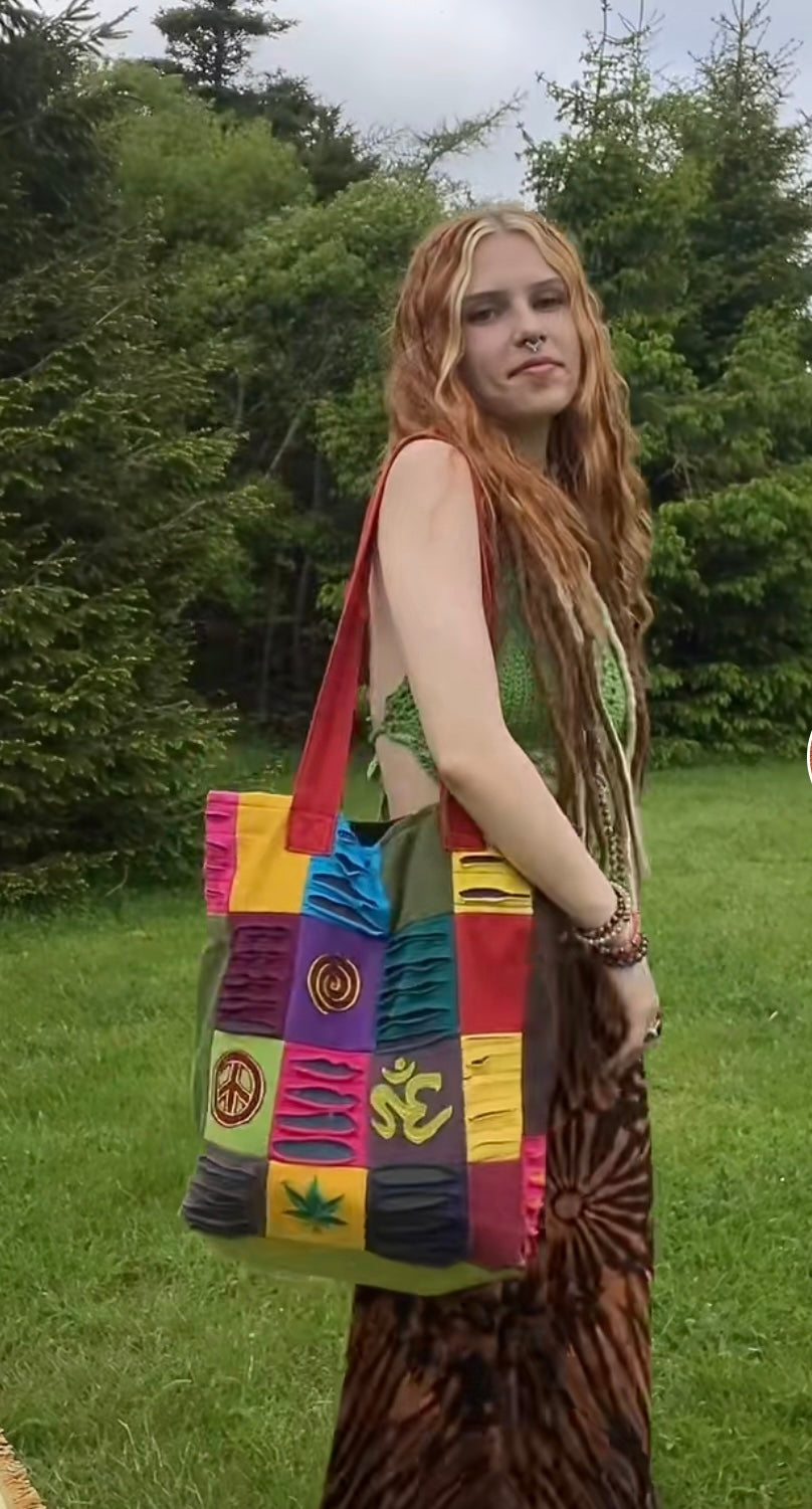 Keep Peace Upcycled Patchwork Tote Bag – PuzzleStack